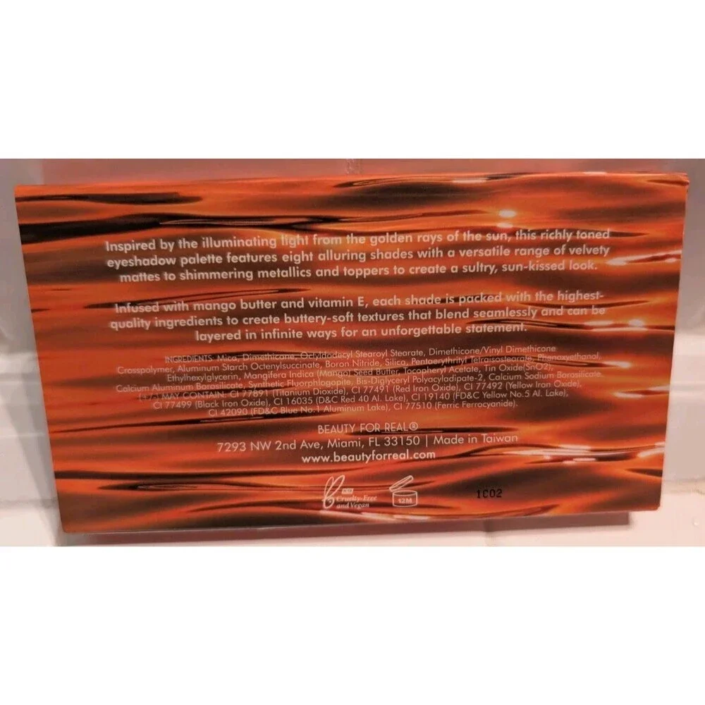 BEAUTY FOR REAL Golden Hour Mango Butter Eyeshadow Palette 8 Shades Full SZ 5.6g